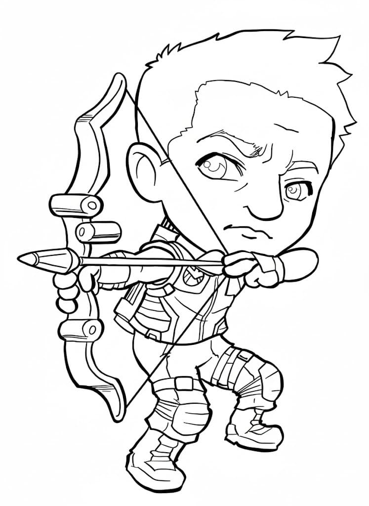 Fise de colorat cu Desenează Hawkeye 2