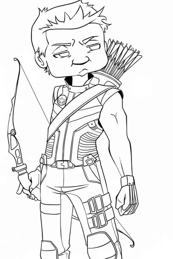 Fise de colorat cu Desenează Hawkeye 3