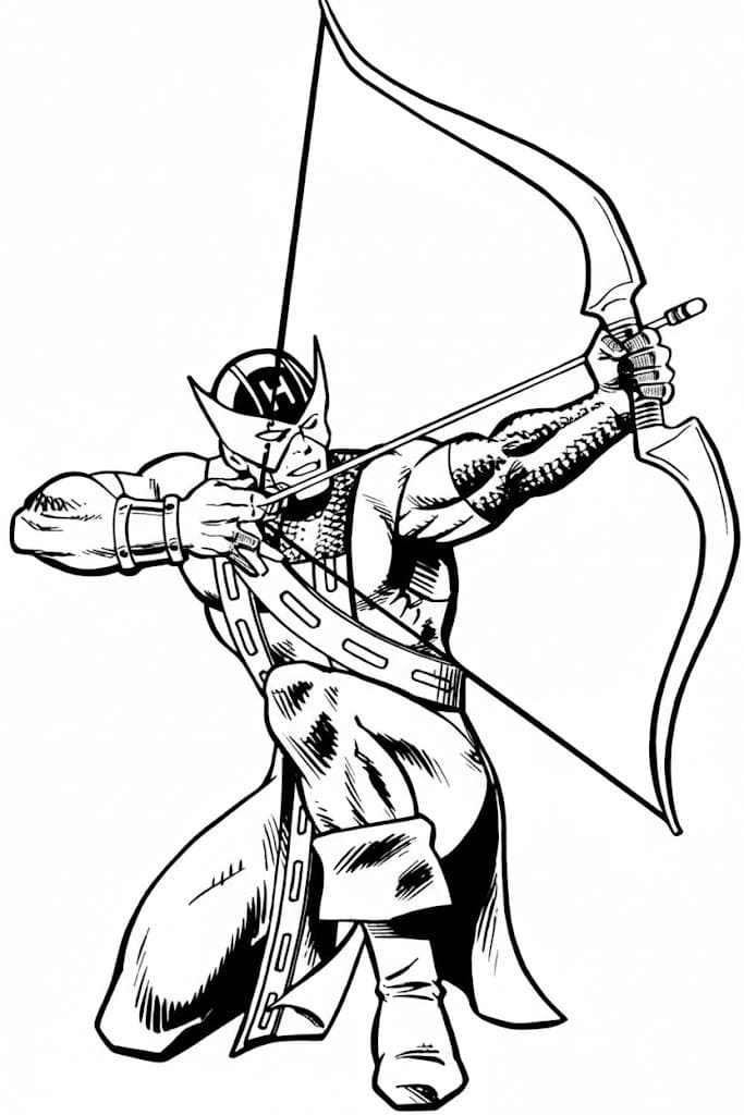 Fise de colorat cu Desenează Hawkeye 4