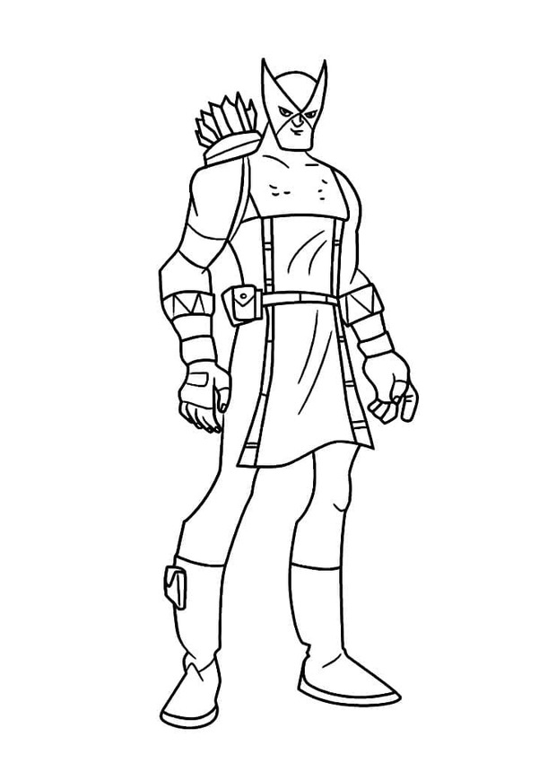 Fise de colorat cu Desenează Hawkeye imprimabil gratuit simplu