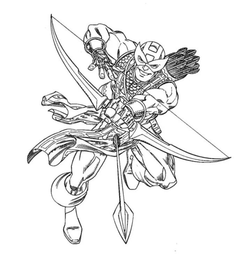 Fise de colorat cu Desenează Hawkeye uşor