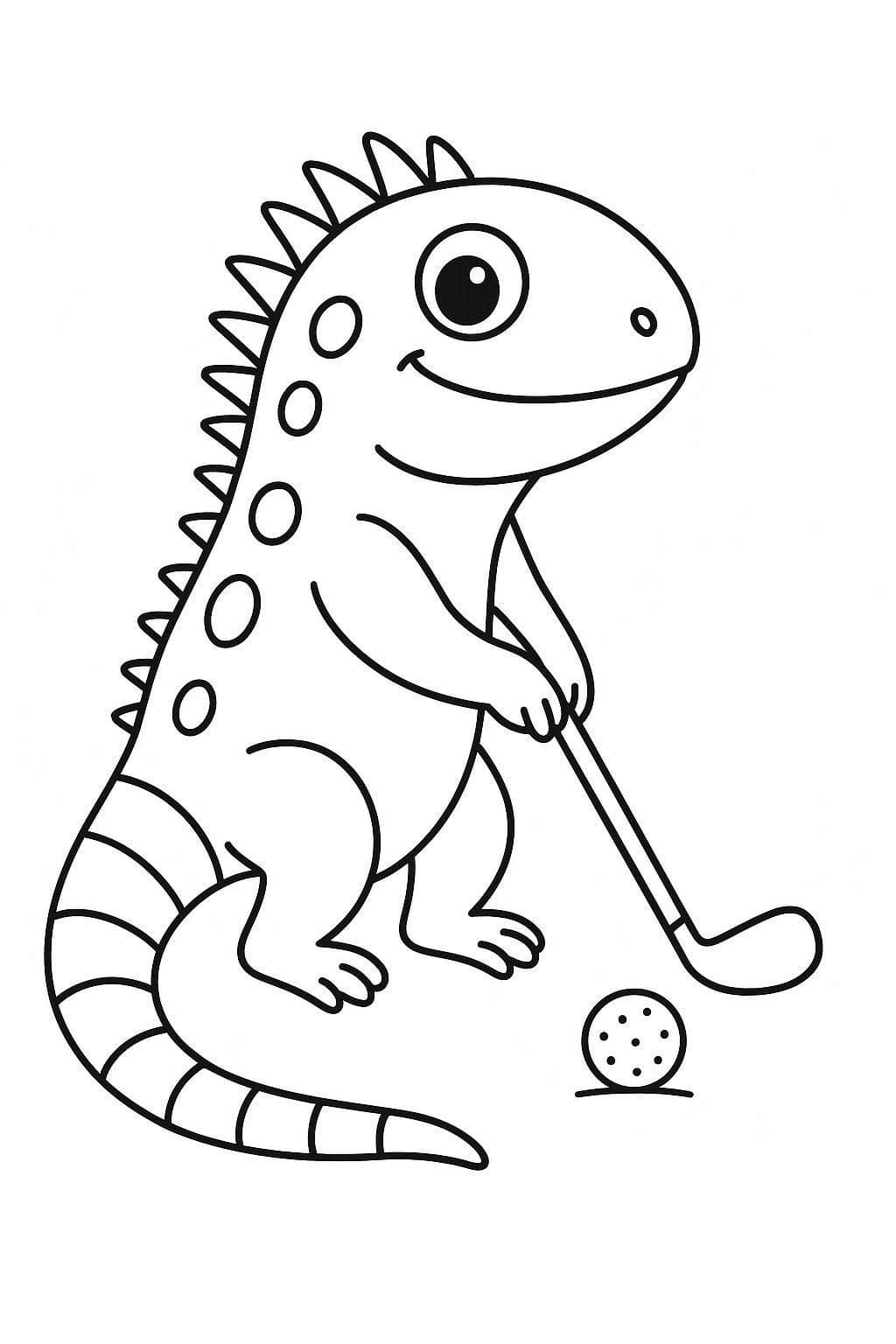 Fise de colorat cu Desenează Iguană bazic