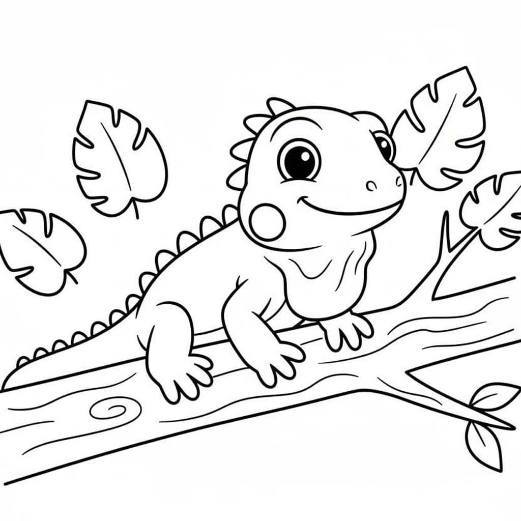 Fise de colorat cu Desenează Iguană gratuit pentru copii