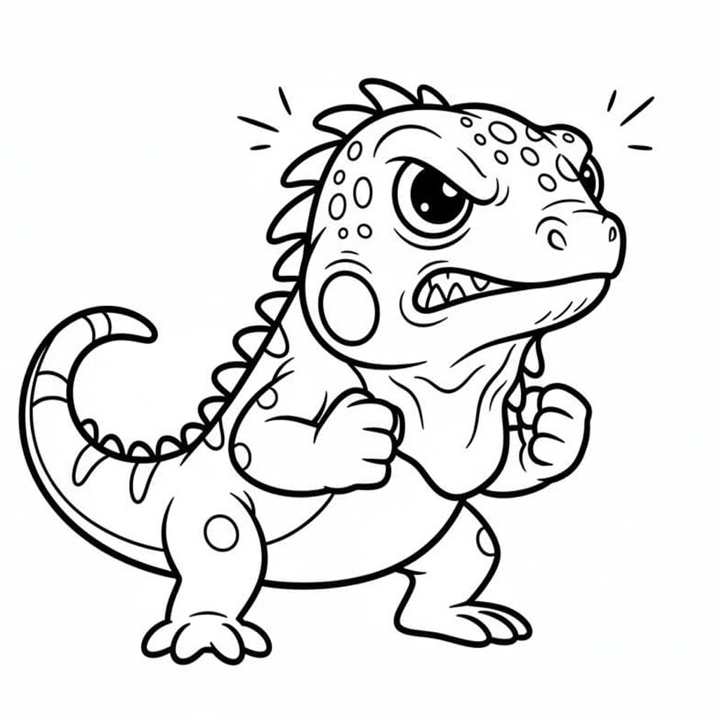 Fise de colorat cu Desenează Iguană la copii