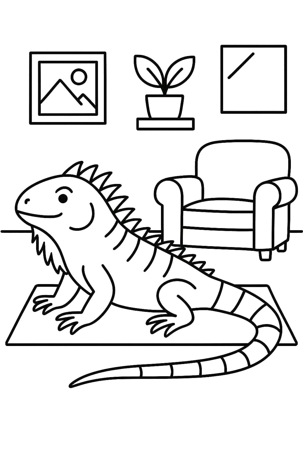 Fise de colorat cu Desenează Iguană pentru copii