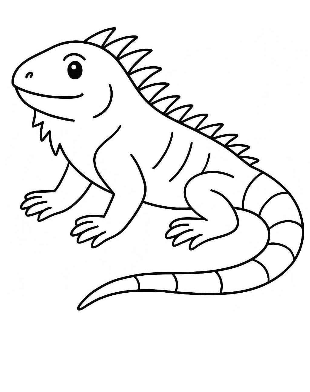 Fise de colorat cu Desenează Iguană uşor