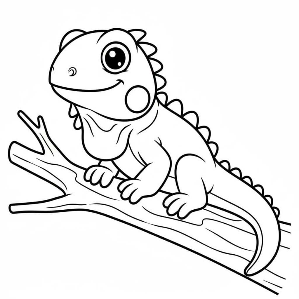 Fise de colorat cu Desenează Iguană