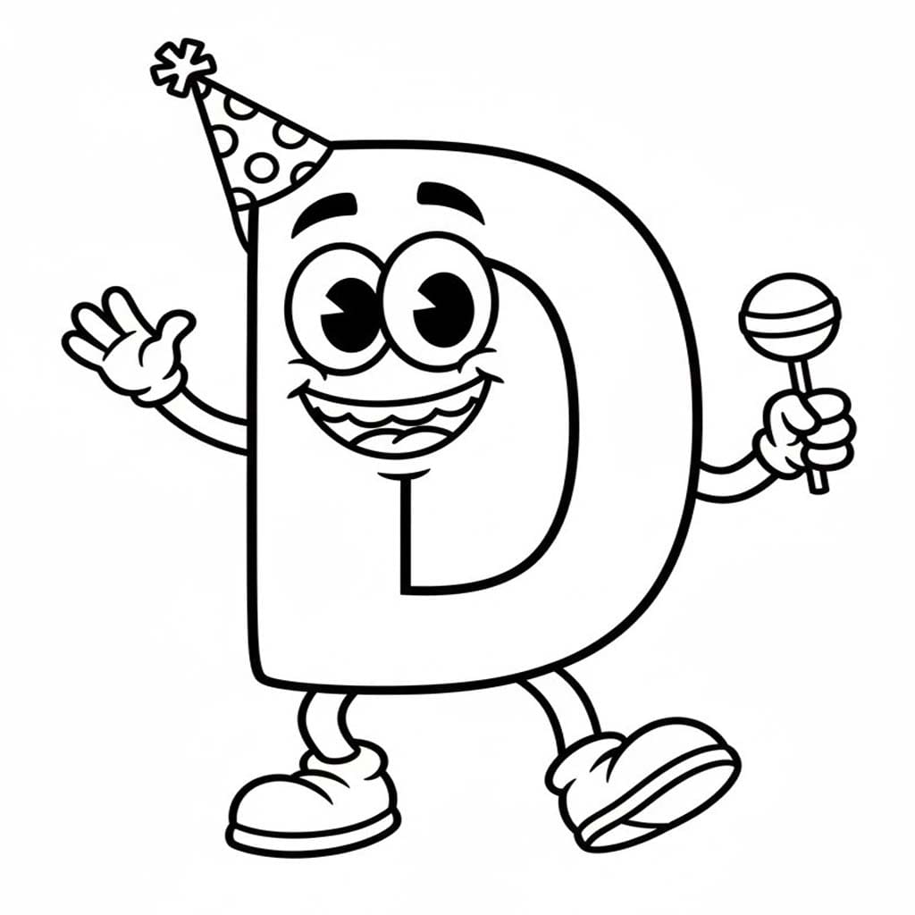 Fise de colorat cu Desenează Litera D imprimabil gratuit