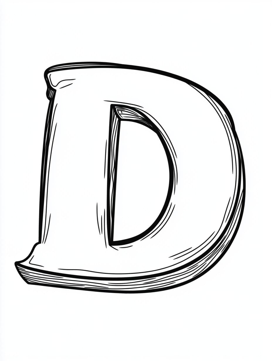 Fise de colorat cu Desenează Litera D simplu la copii