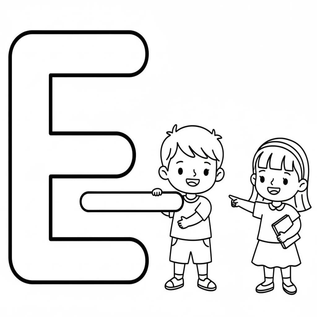 Fise de colorat cu Desenează Litera E gratuit