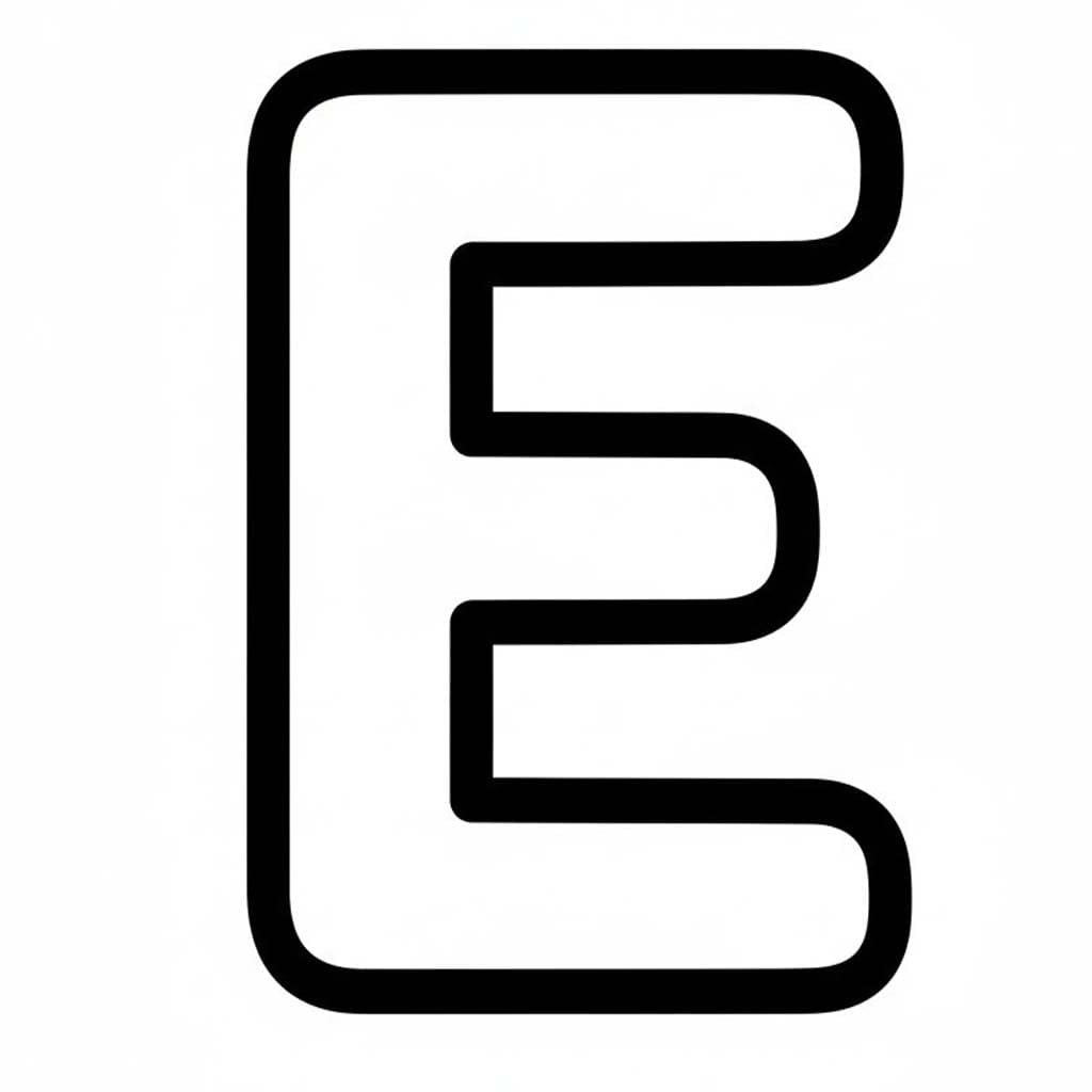 Fise de colorat cu Desenează Litera E imprimabil gratuit