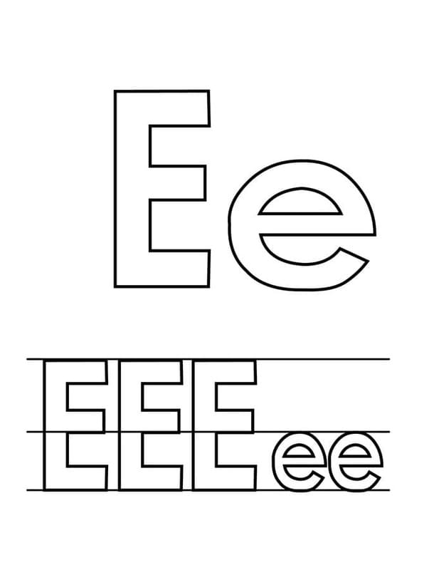 Fise de colorat cu Desenează Litera E imprimabil pentru copii