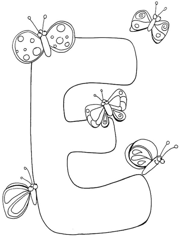 Fise de colorat cu Desenează Litera E pentru copii