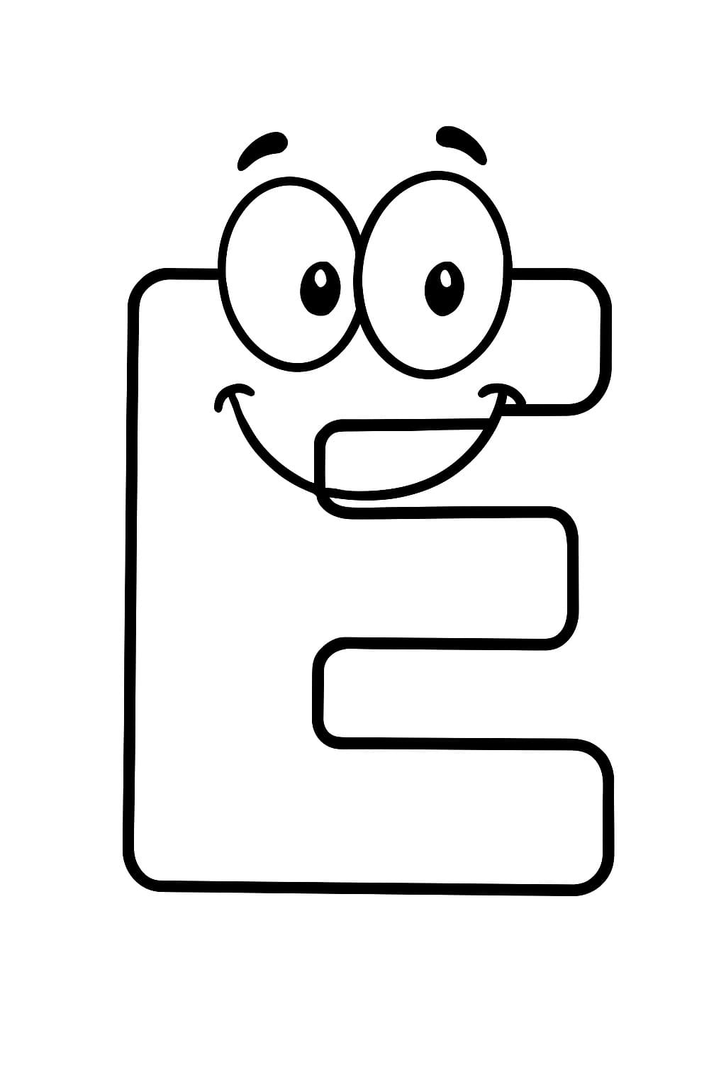 Fise de colorat cu Desenează Litera E simplu la copii