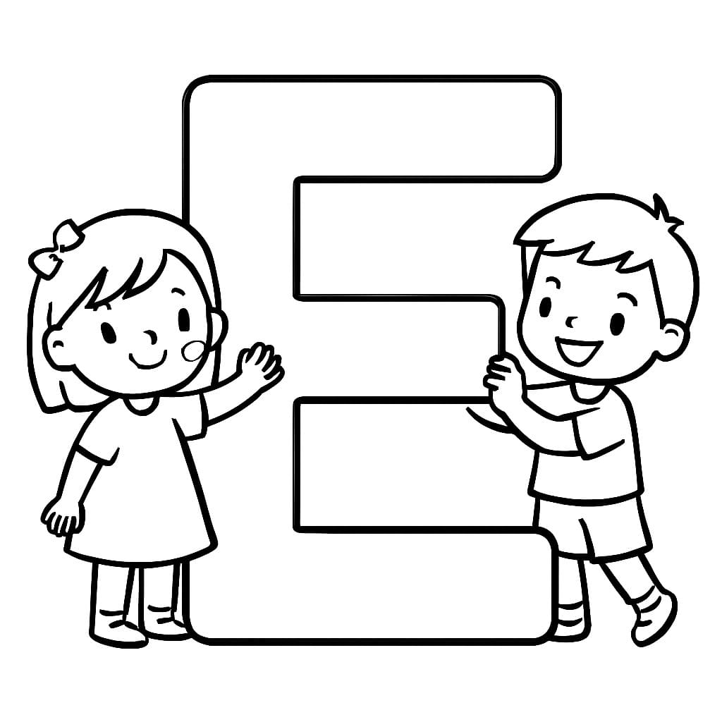 Fise de colorat cu Desenează Litera E simplu