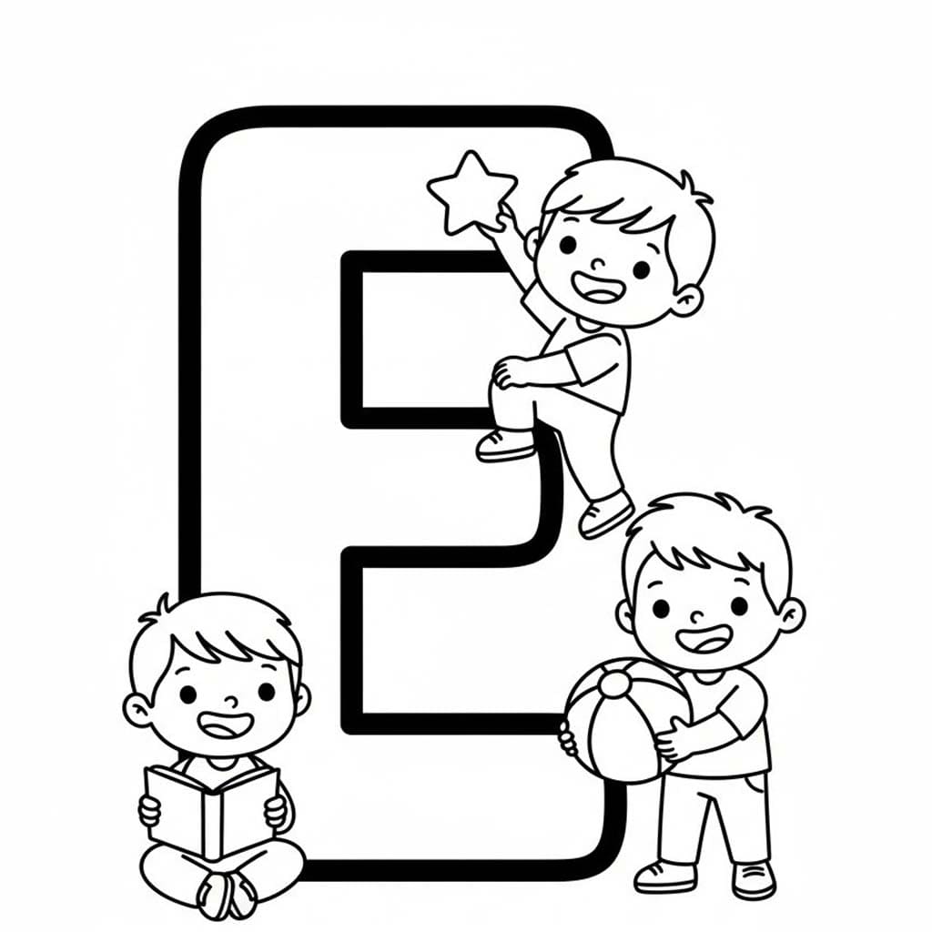 Fise de colorat cu Desenează Litera E