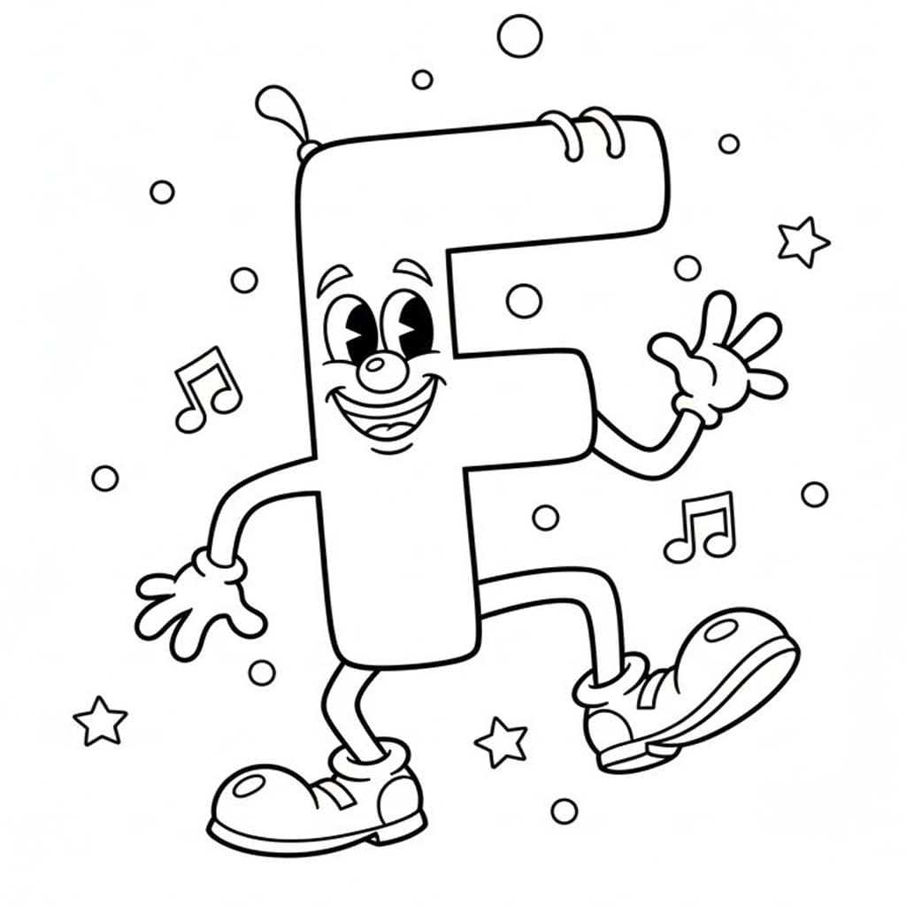 Fise de colorat cu Desenează Litera F bazic