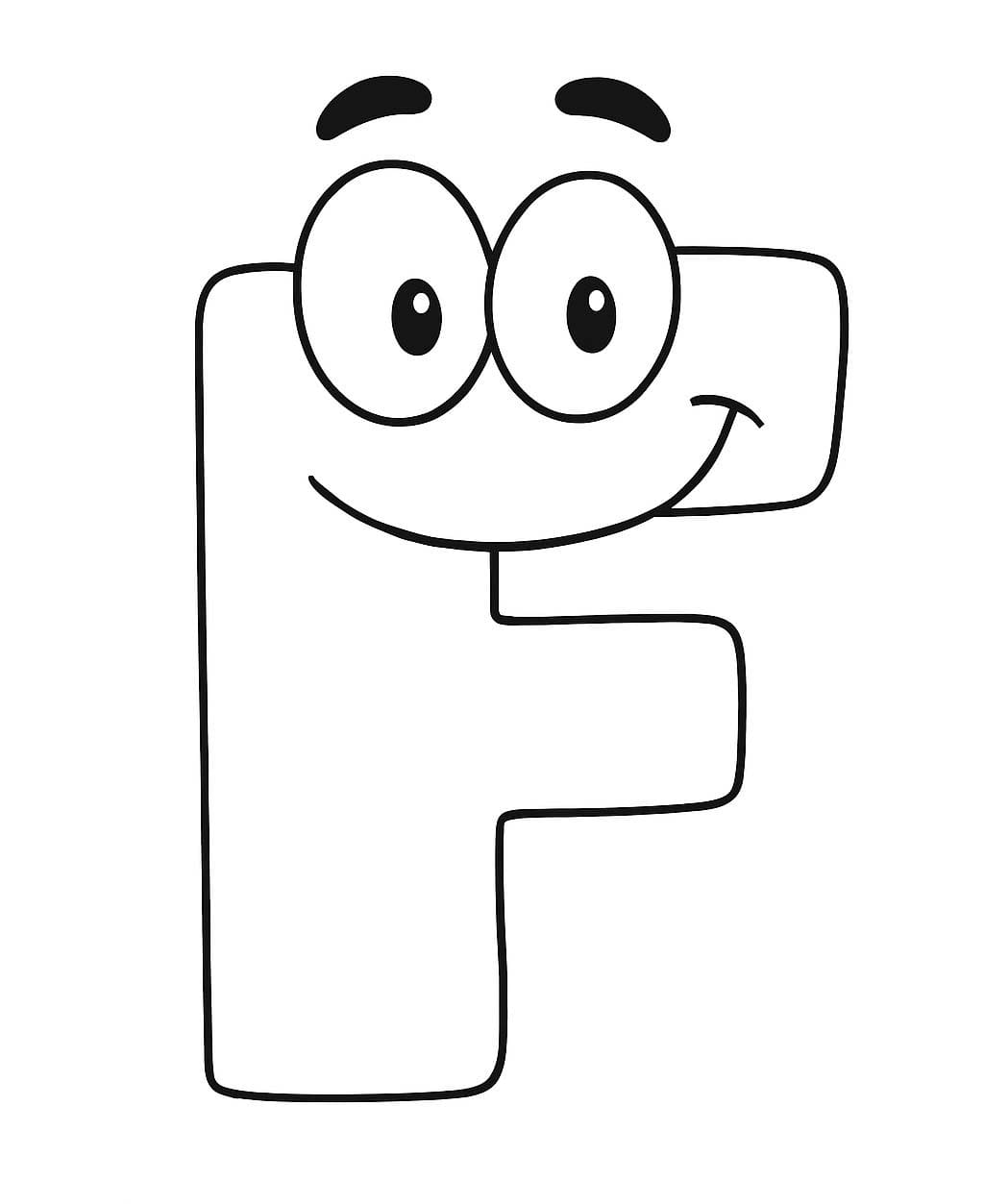 Fise de colorat cu Desenează Litera F simplu