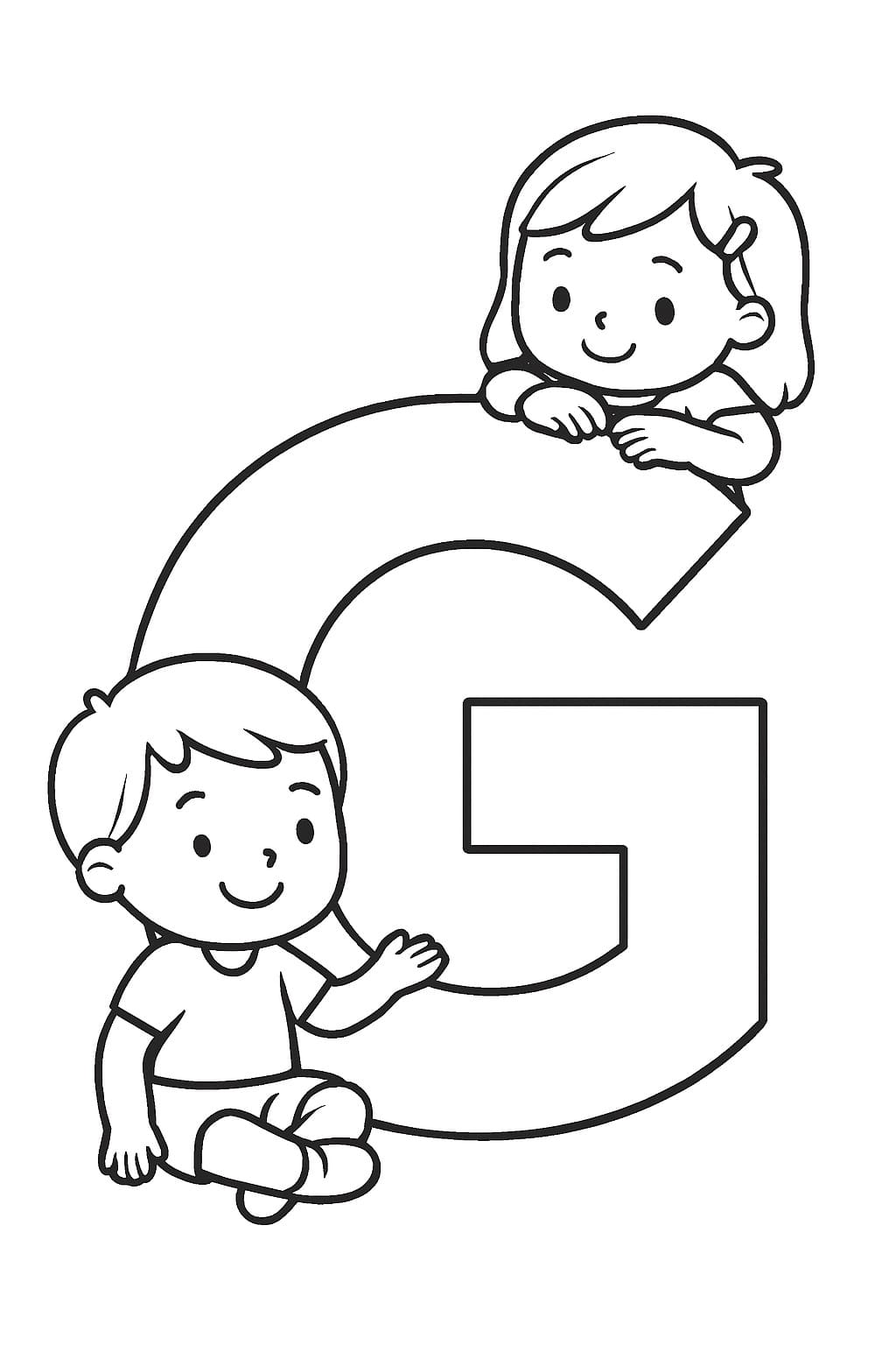 Fise de colorat cu Desenează Litera G gratuit