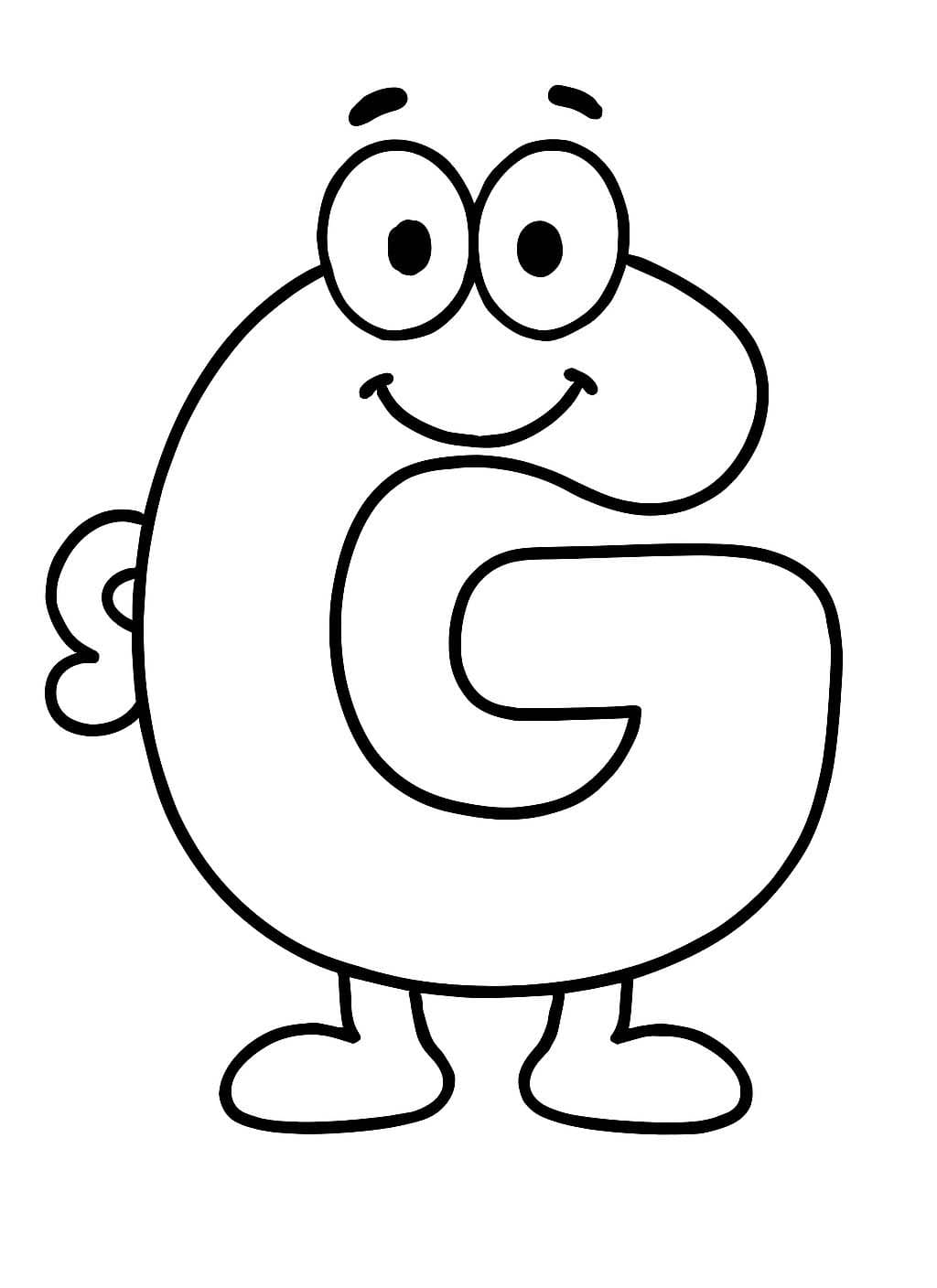 Fise de colorat cu Desenează Litera G imprimabil gratuit