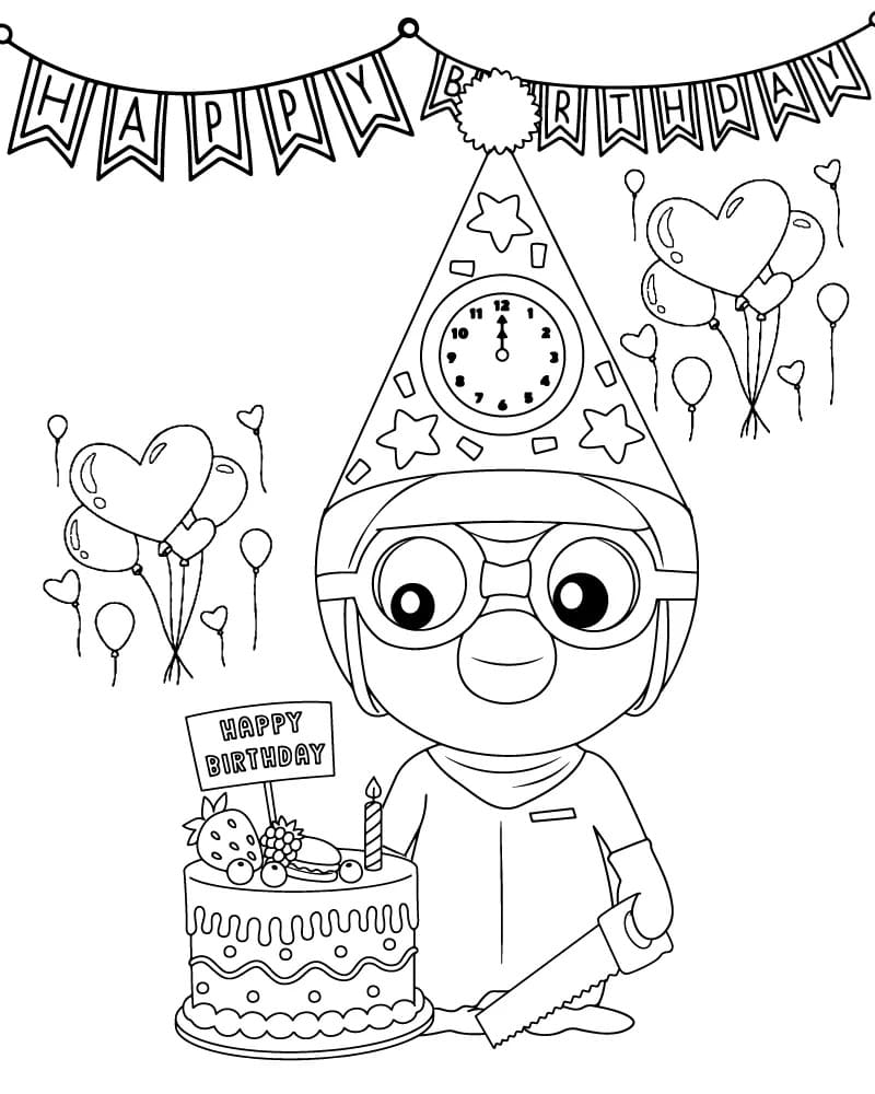 Fise de colorat cu Desenează Pororo bazic la copii