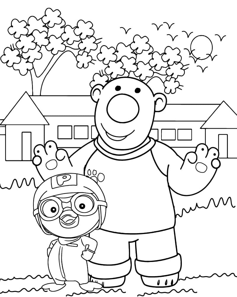 Fise de colorat cu Desenează Pororo gratuit imprimabil bazic