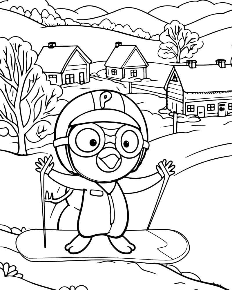 Fise de colorat cu Desenează Pororo imprimabil gratuit