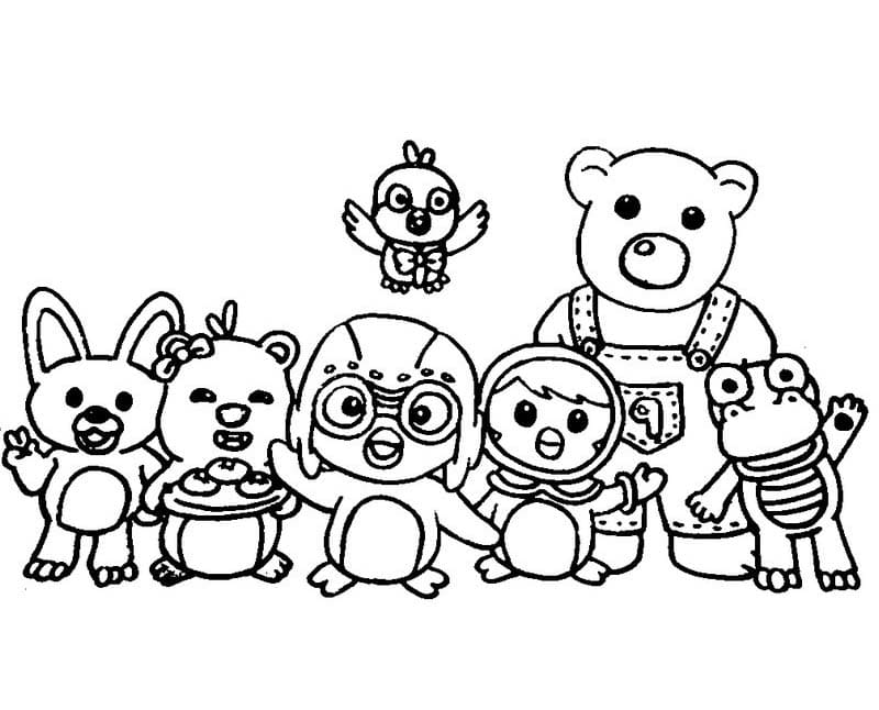 Fise de colorat cu Desenează Pororo imprimabil simplu