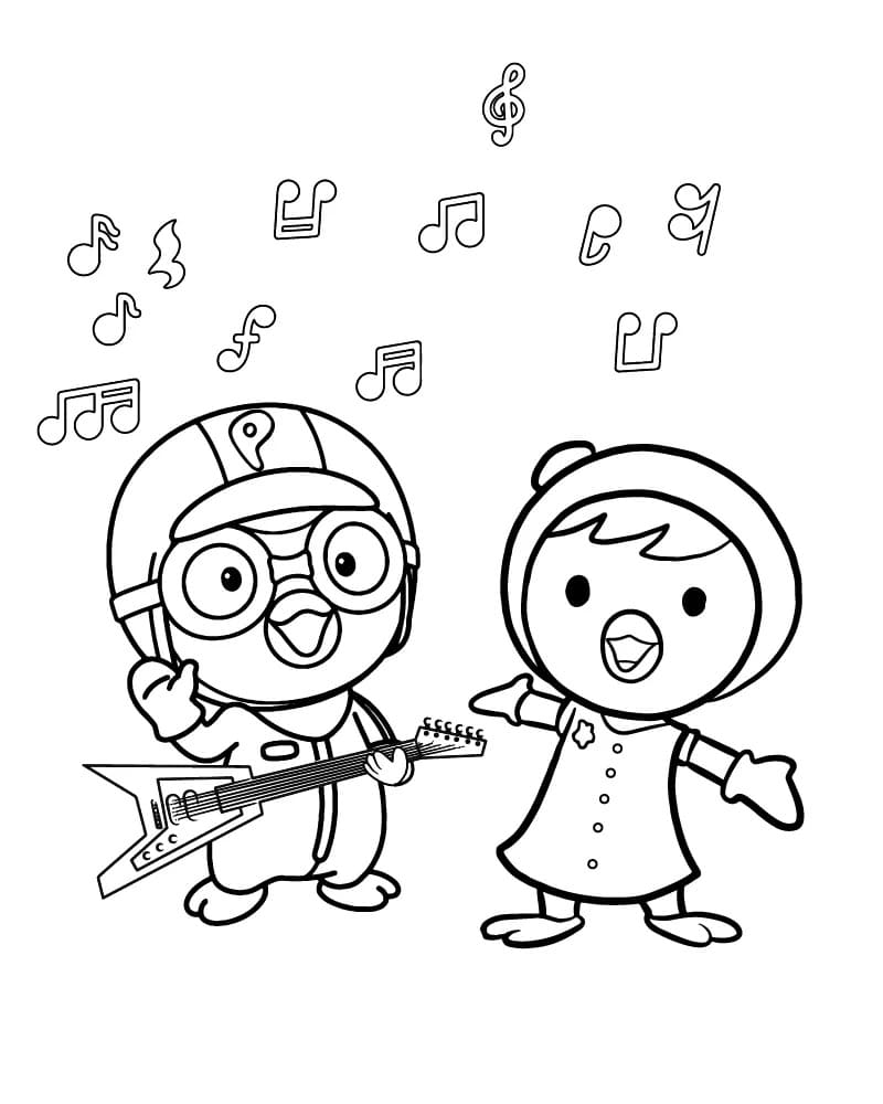 Fise de colorat cu Desenează Pororo imprimabile pentru copii