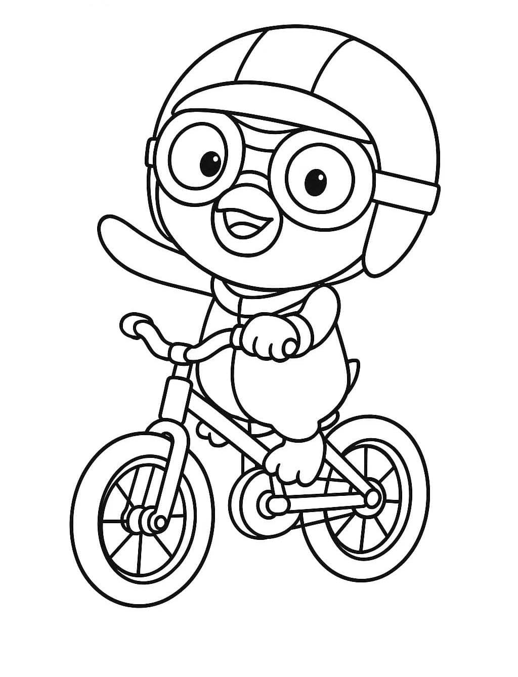 Fise de colorat cu Desenează Pororo simplu la copii