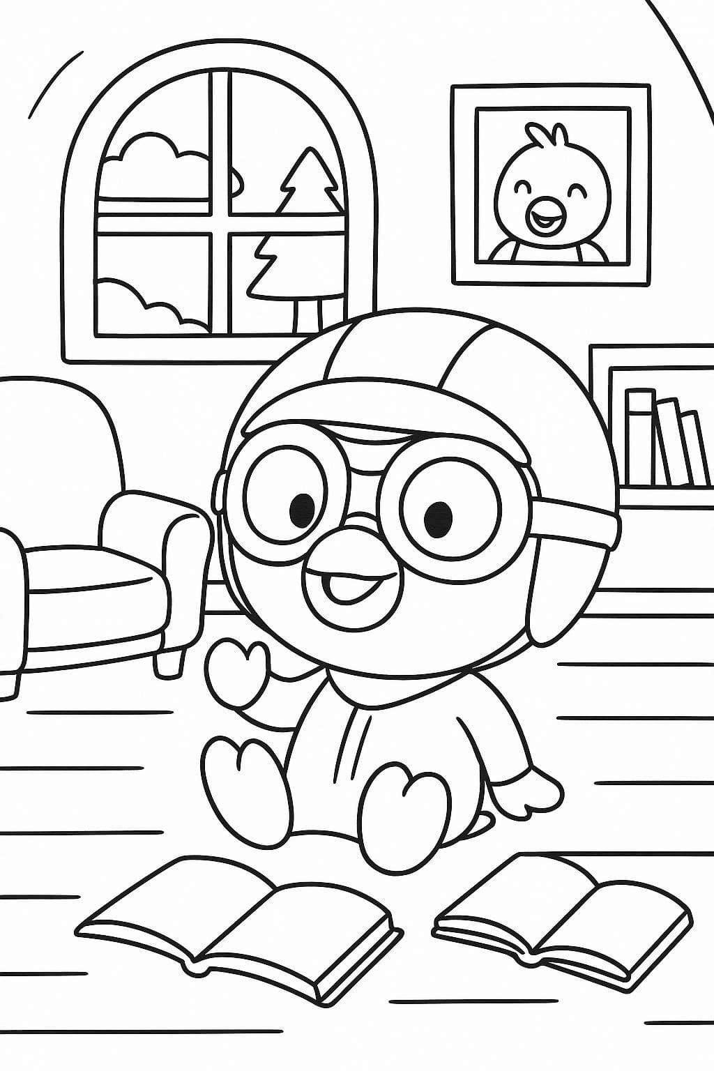 Fise de colorat cu Desenează Pororo uşor