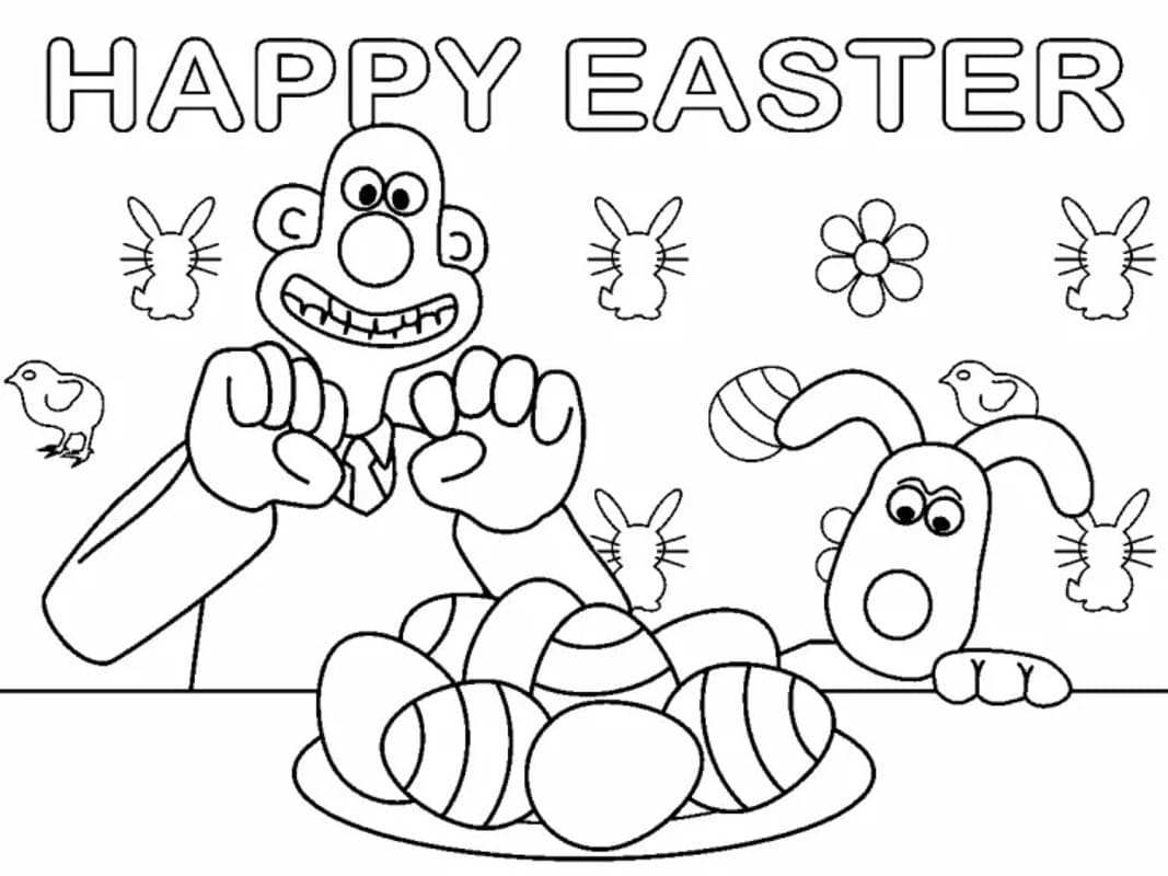 Fise de colorat cu Desenează Wallace și Gromit simplu