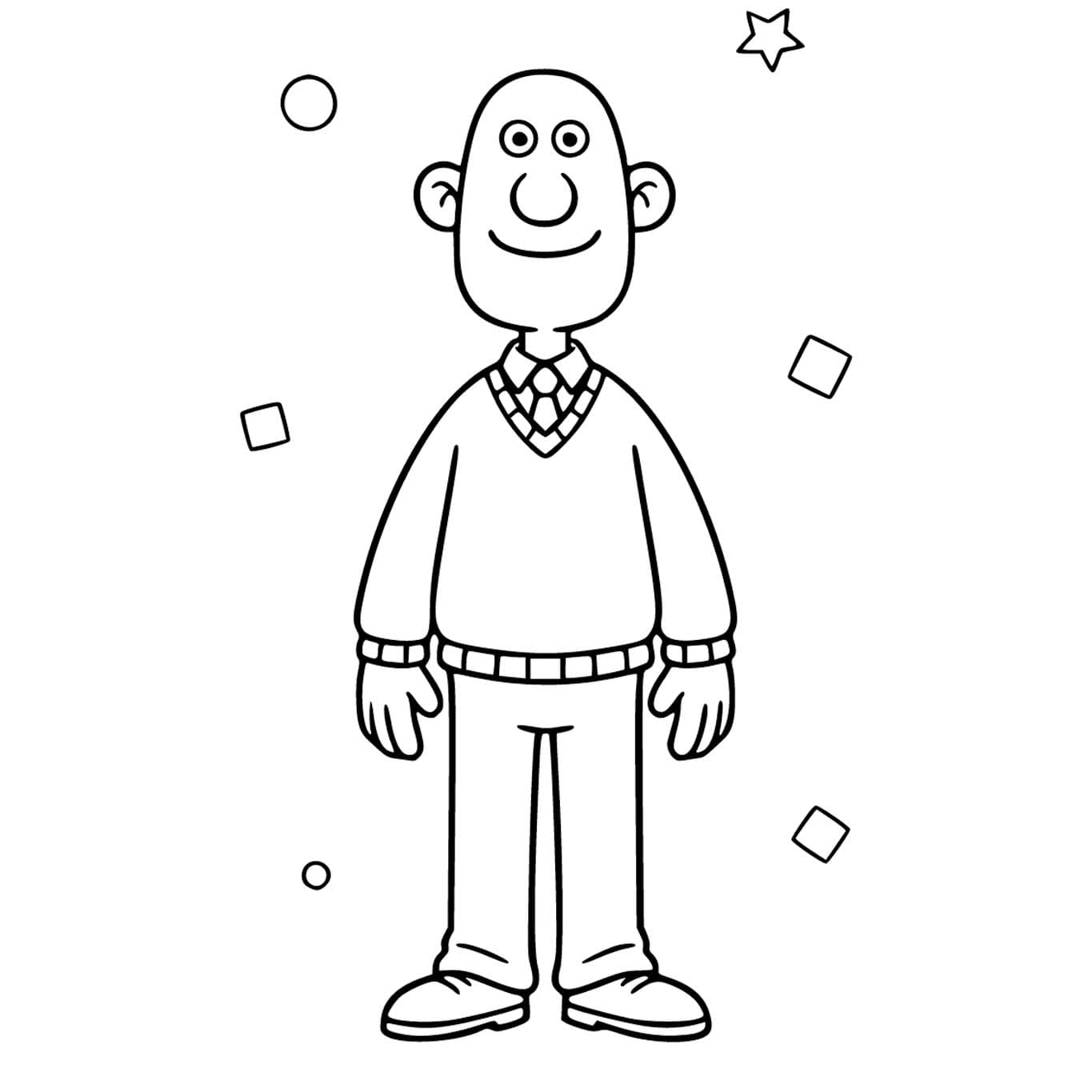 Fise de colorat cu Desenează Wallace și Gromit uşor la copii