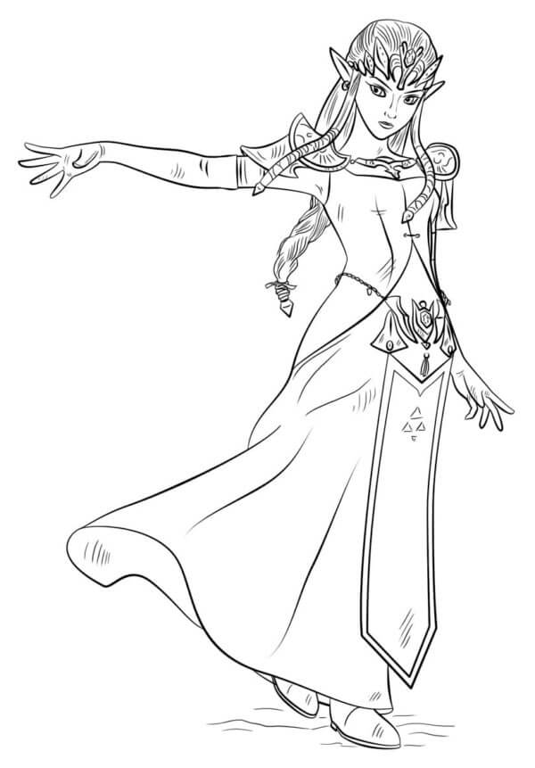 Fise de colorat cu Desenează Zelda gratuit simplu