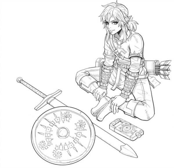 Fise de colorat cu Desenează Zelda uşor