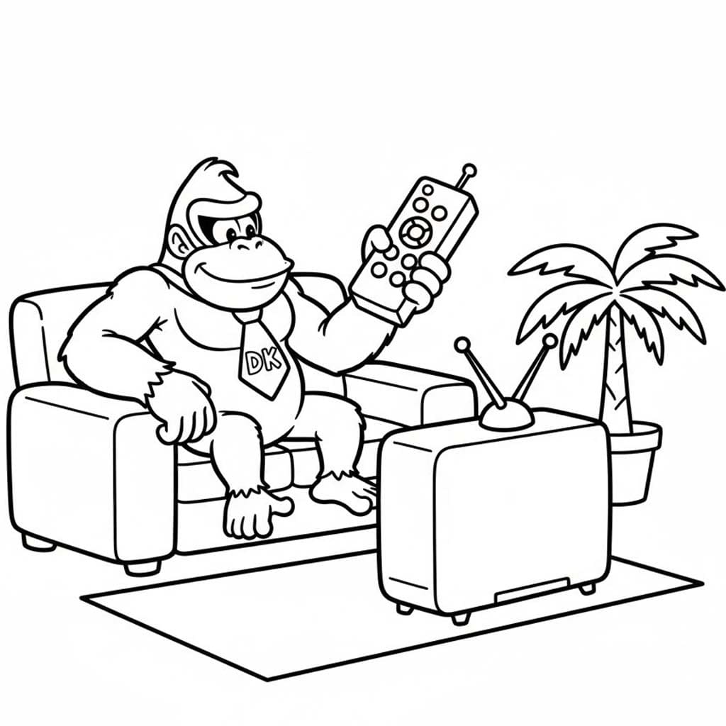 Fise de colorat cu Donkey Kong imprimabile pentru copii