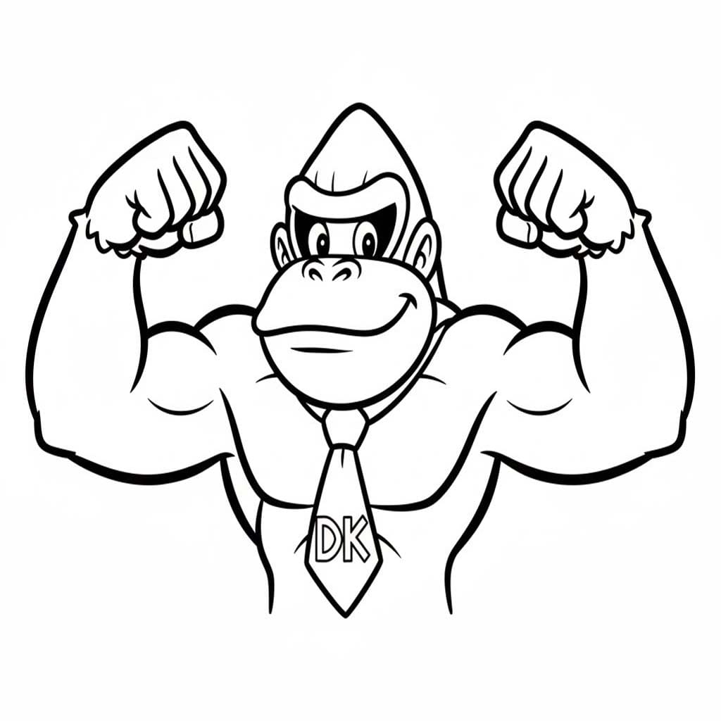 Fise de colorat cu Donkey Kong simplu la copii