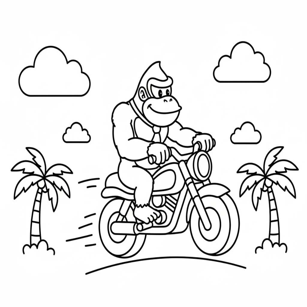 Fise de colorat cu Donkey Kong uşor la copii