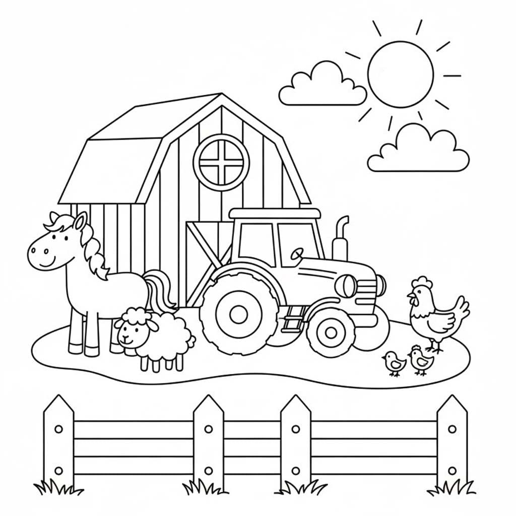 Fise de colorat cu Fermă 1