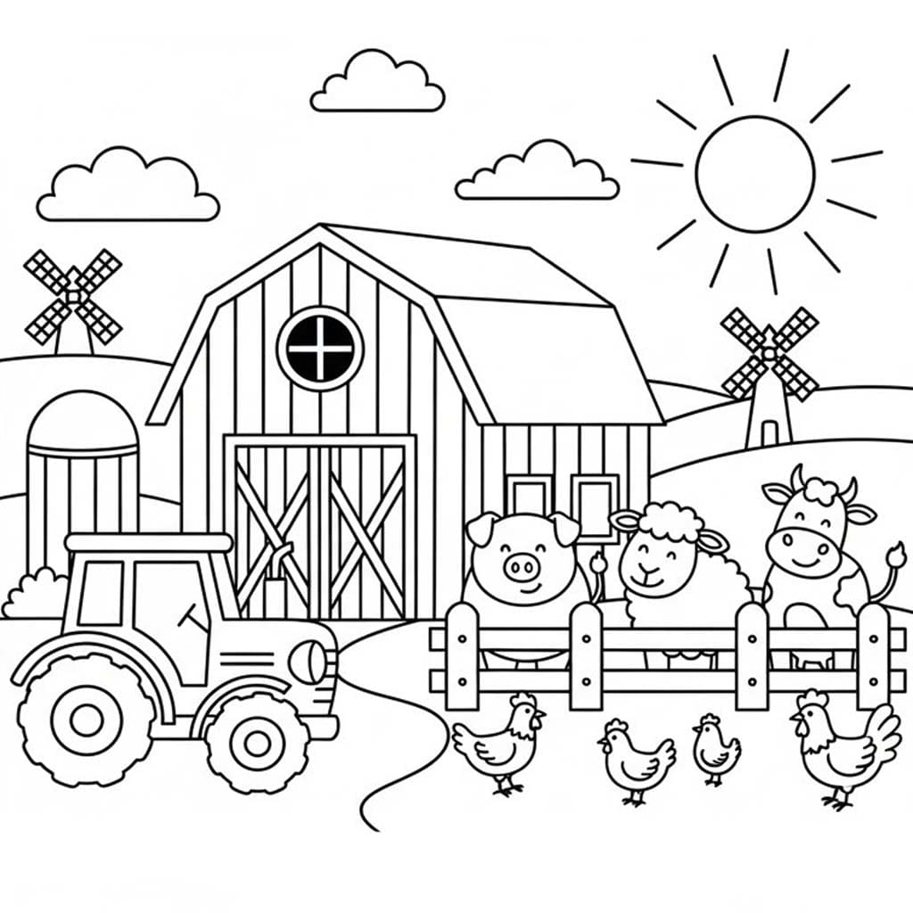 Fise de colorat cu Fermă 3