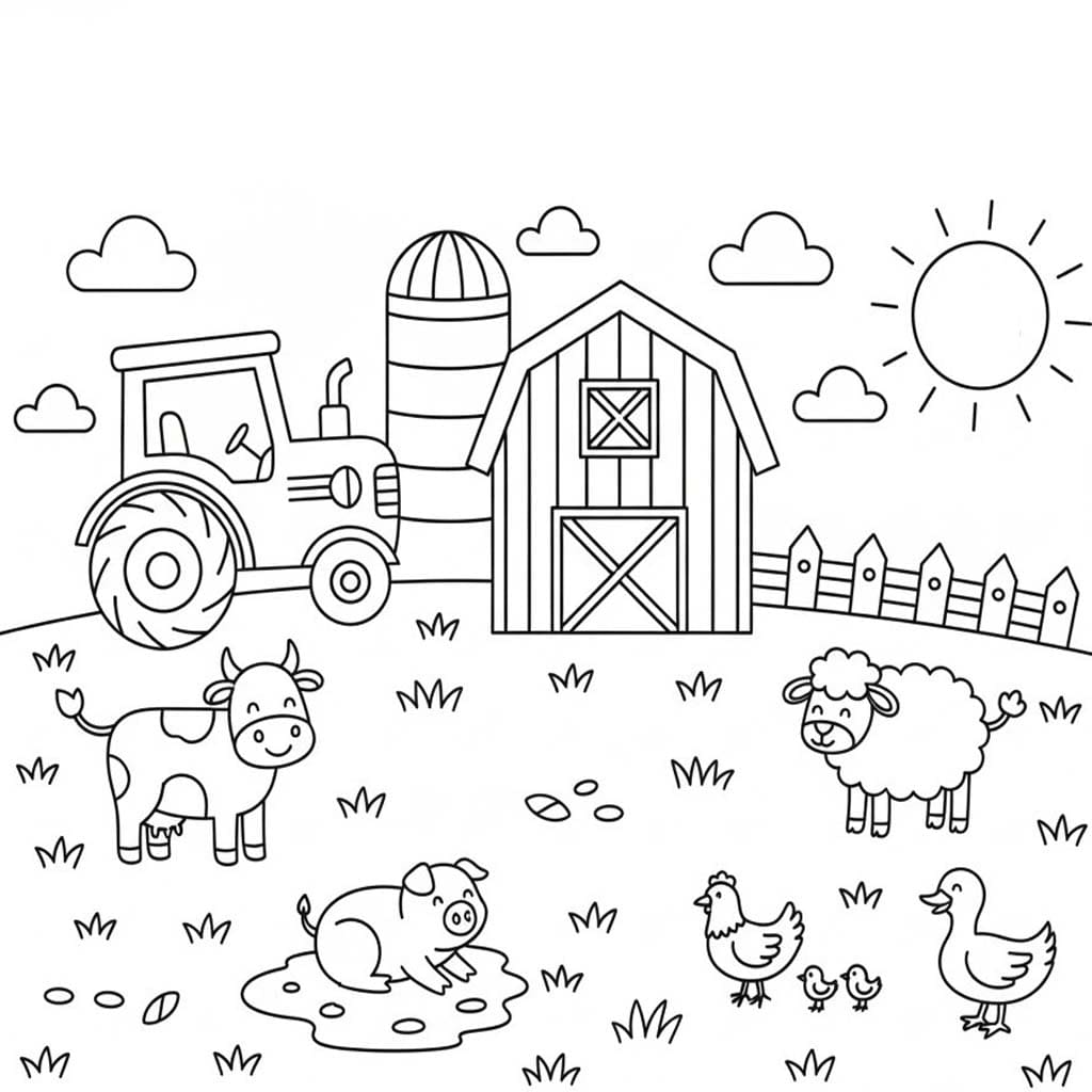 Fise de colorat cu Fermă 5