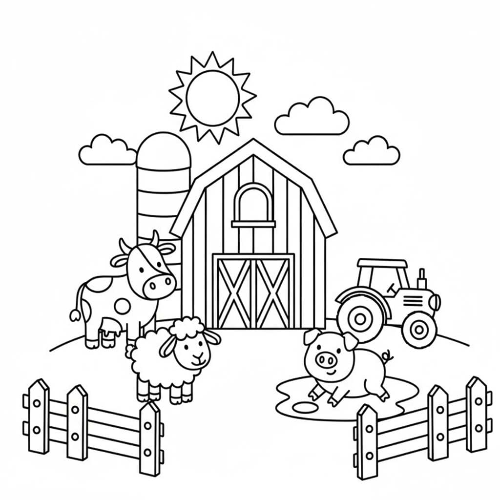 Fise de colorat cu Fermă gratuit