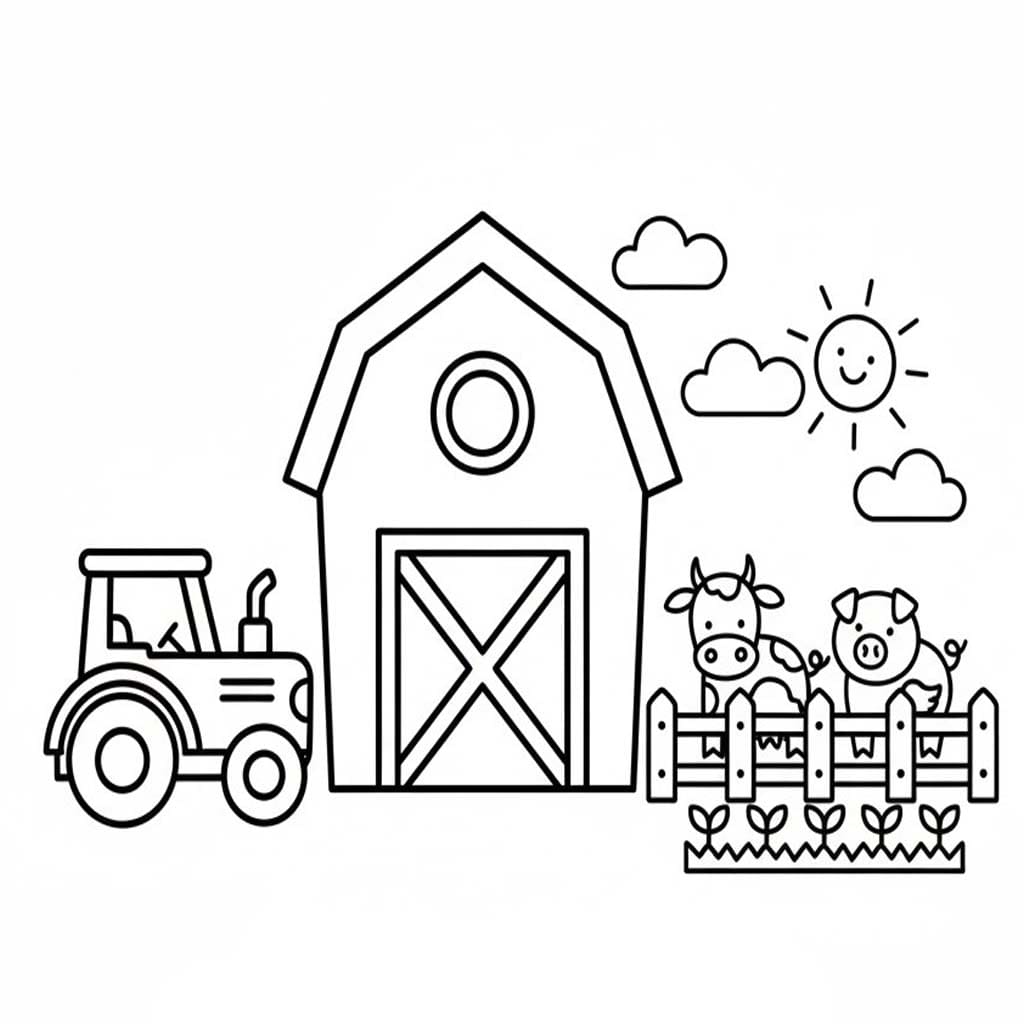Fise de colorat cu Fermă imprimabil
