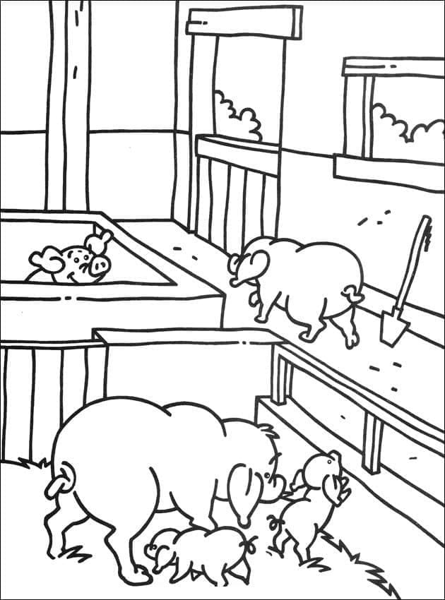 Fise de colorat cu Fermă uşor la copii