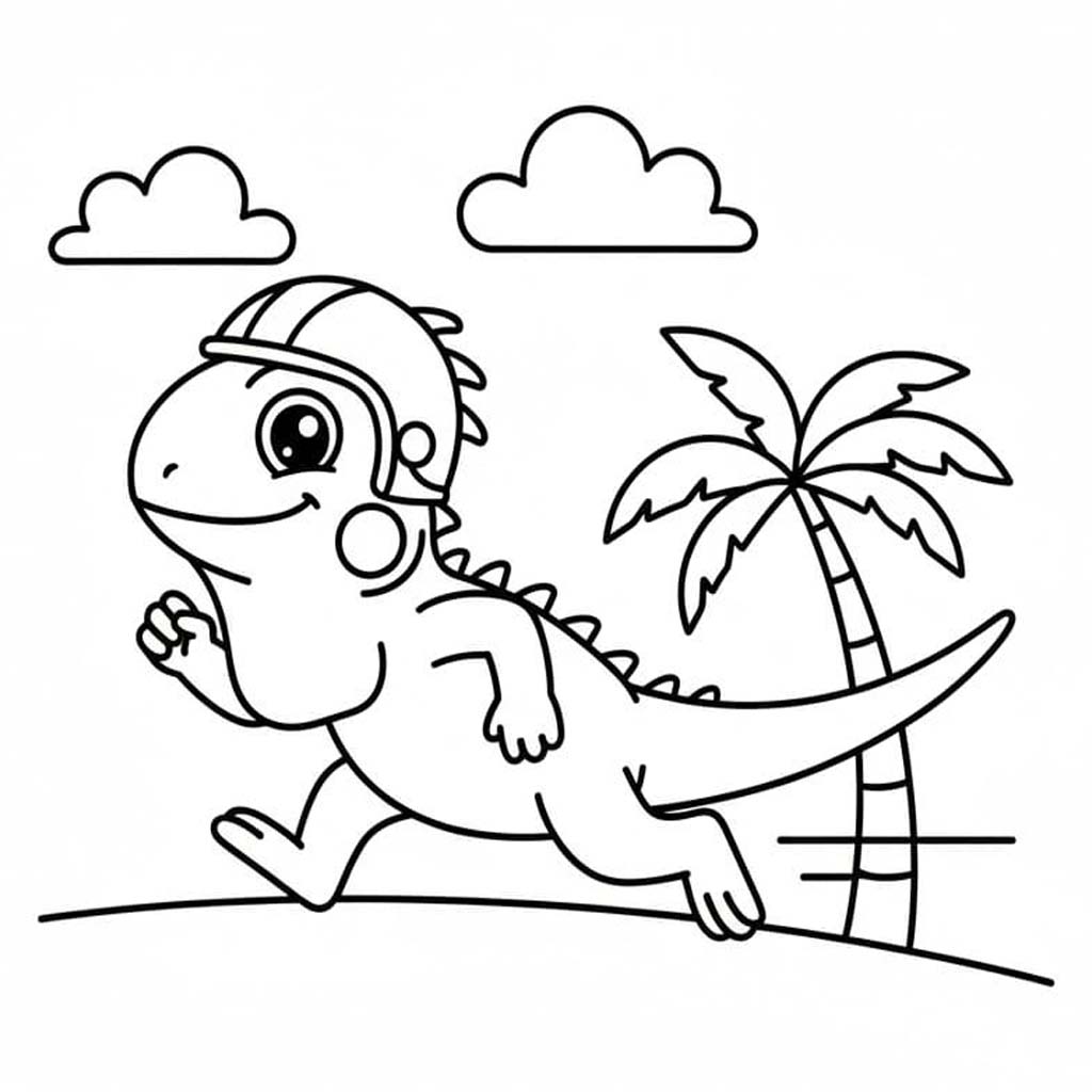 Fise de colorat cu Iguană bazic la copii