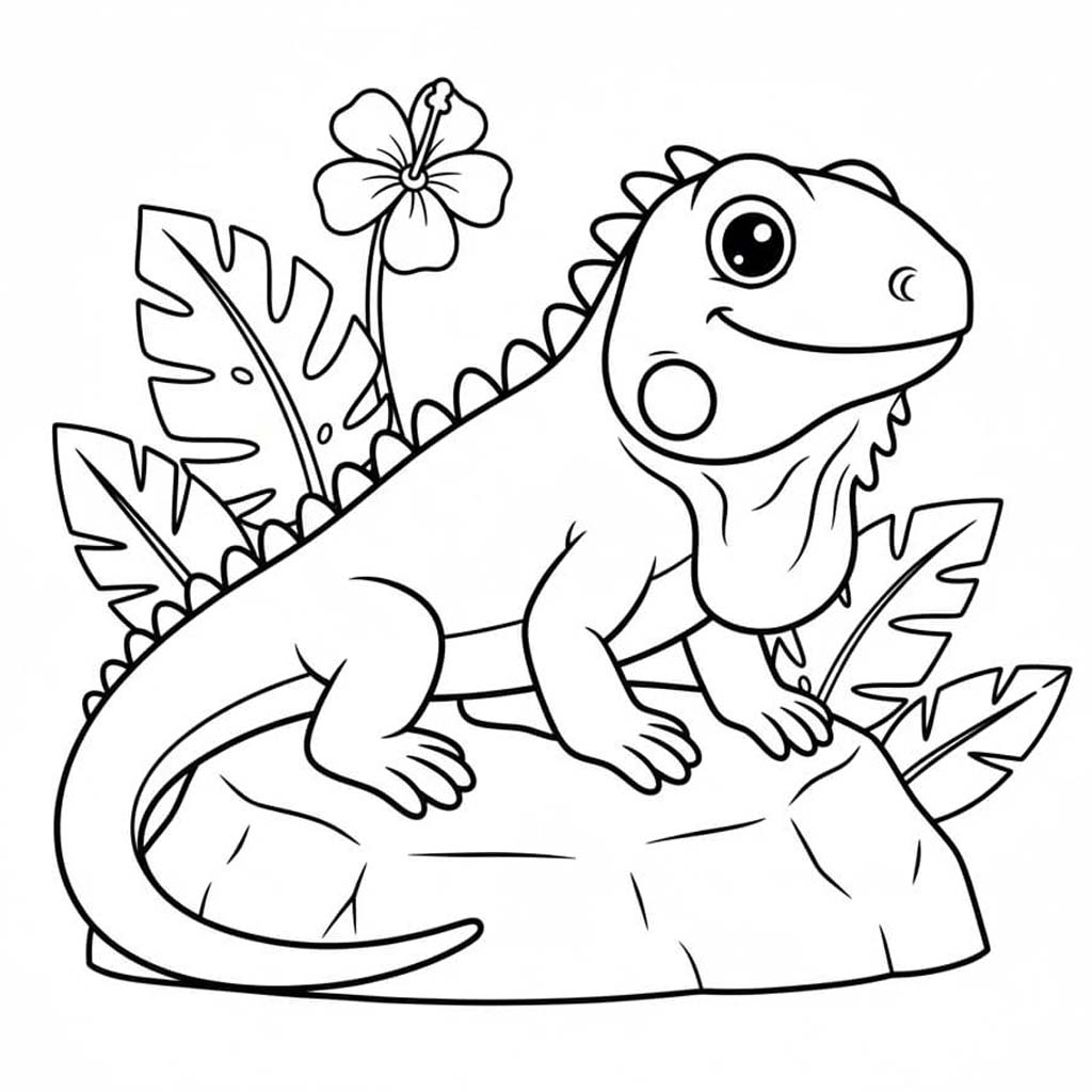 Fise de colorat cu Iguană gratuit pentru copii