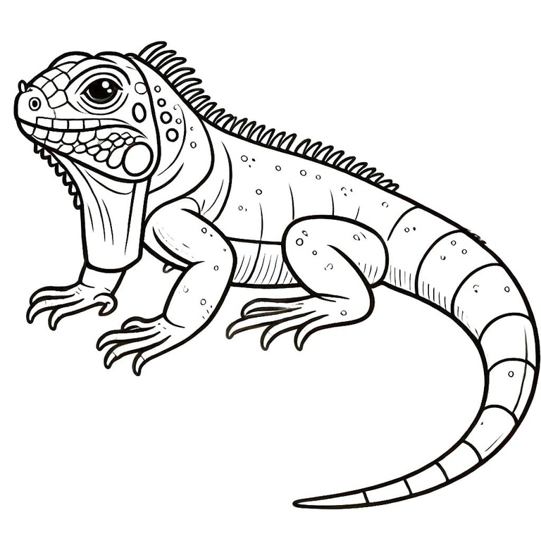 Fise de colorat cu Iguană gratuit simplu