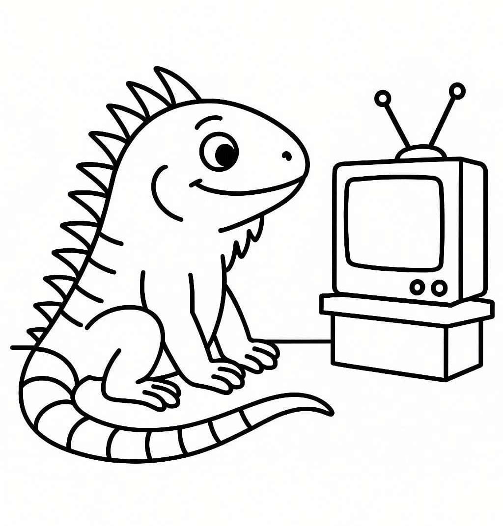 Fise de colorat cu Iguană gratuit