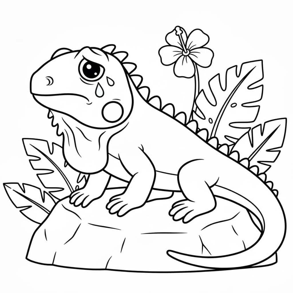 Fise de colorat cu Iguană imprimabil gratuit