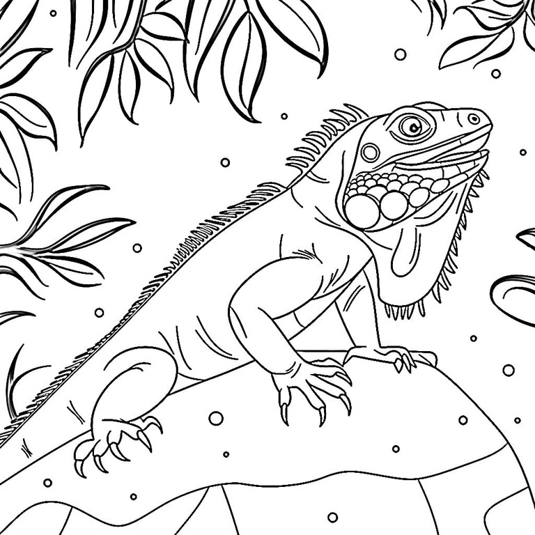 Fise de colorat cu Iguană imprimabil simplu